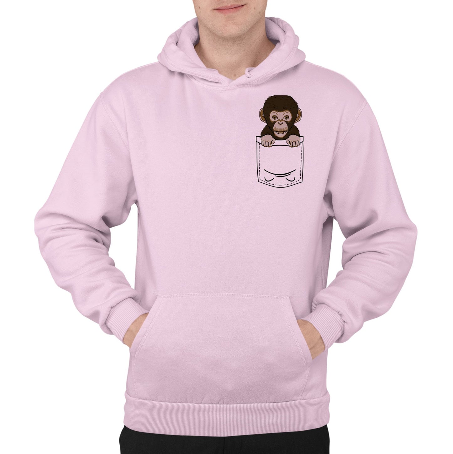 Chimp Pocket Print Mens Pullover Hoodie