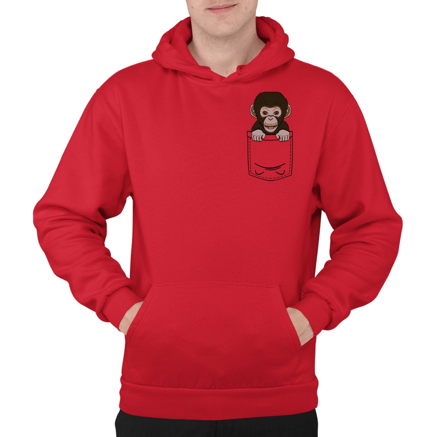 Chimp Pocket Print Mens Pullover Hoodie