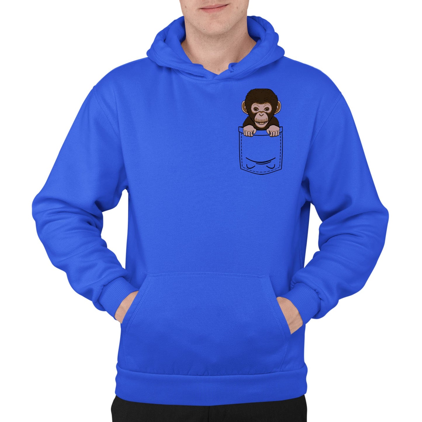 Chimp Pocket Print Mens Pullover Hoodie