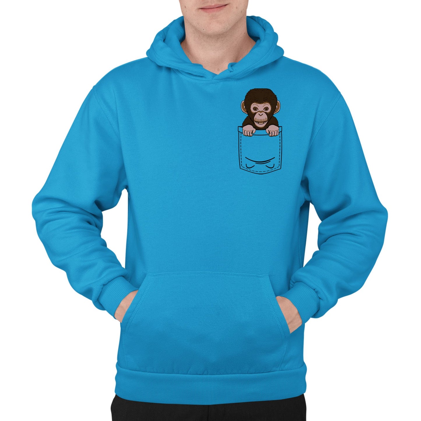 Chimp Pocket Print Mens Pullover Hoodie