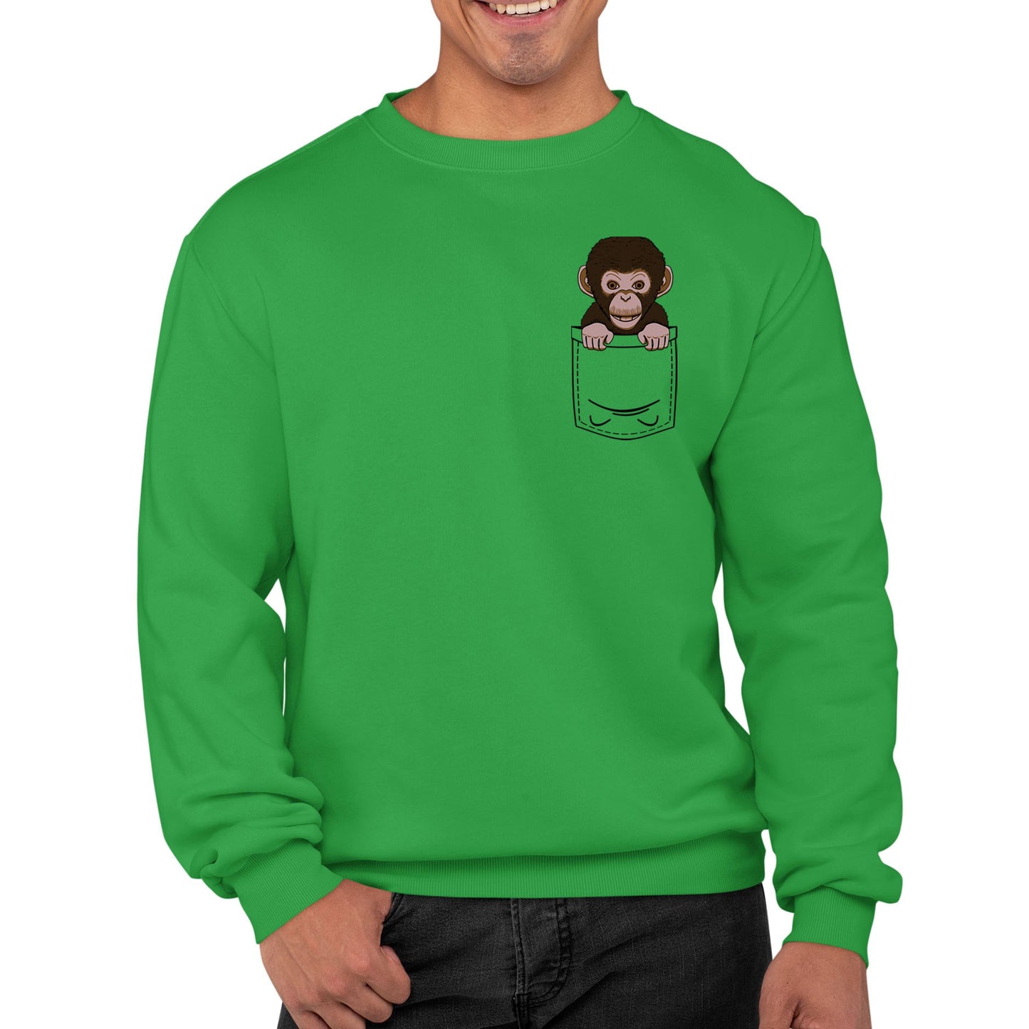 Chimp Pocket Print Mens Sweatshirt