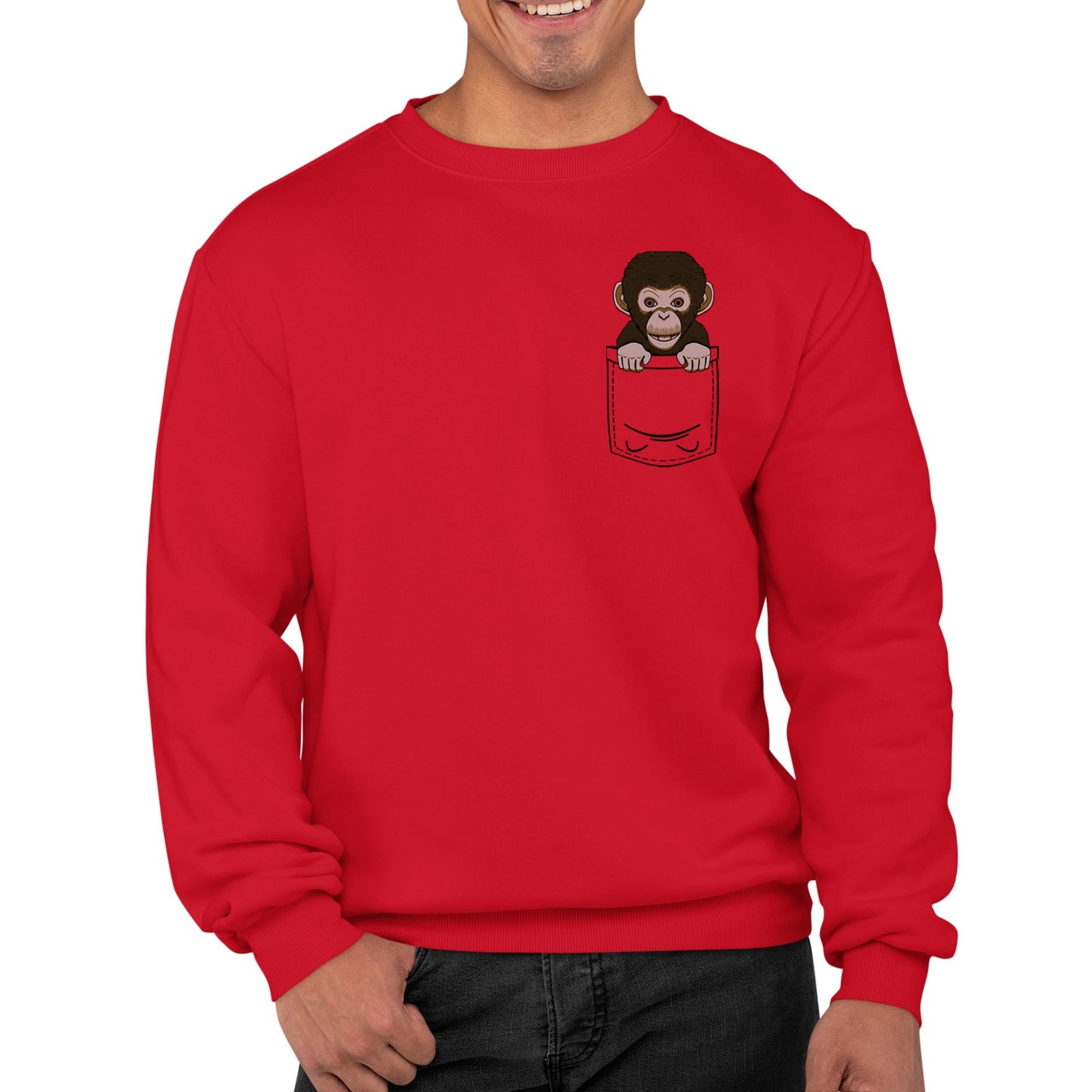 Chimp Pocket Print Mens Sweatshirt