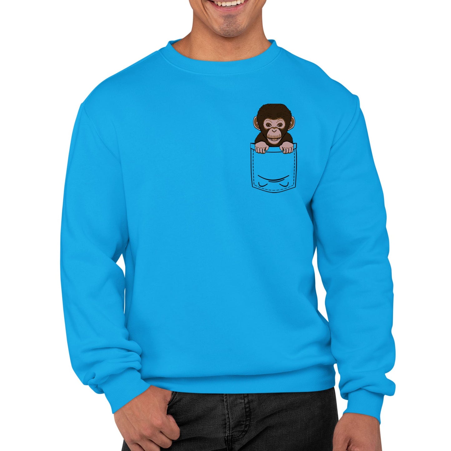 Chimp Pocket Print Mens Sweatshirt