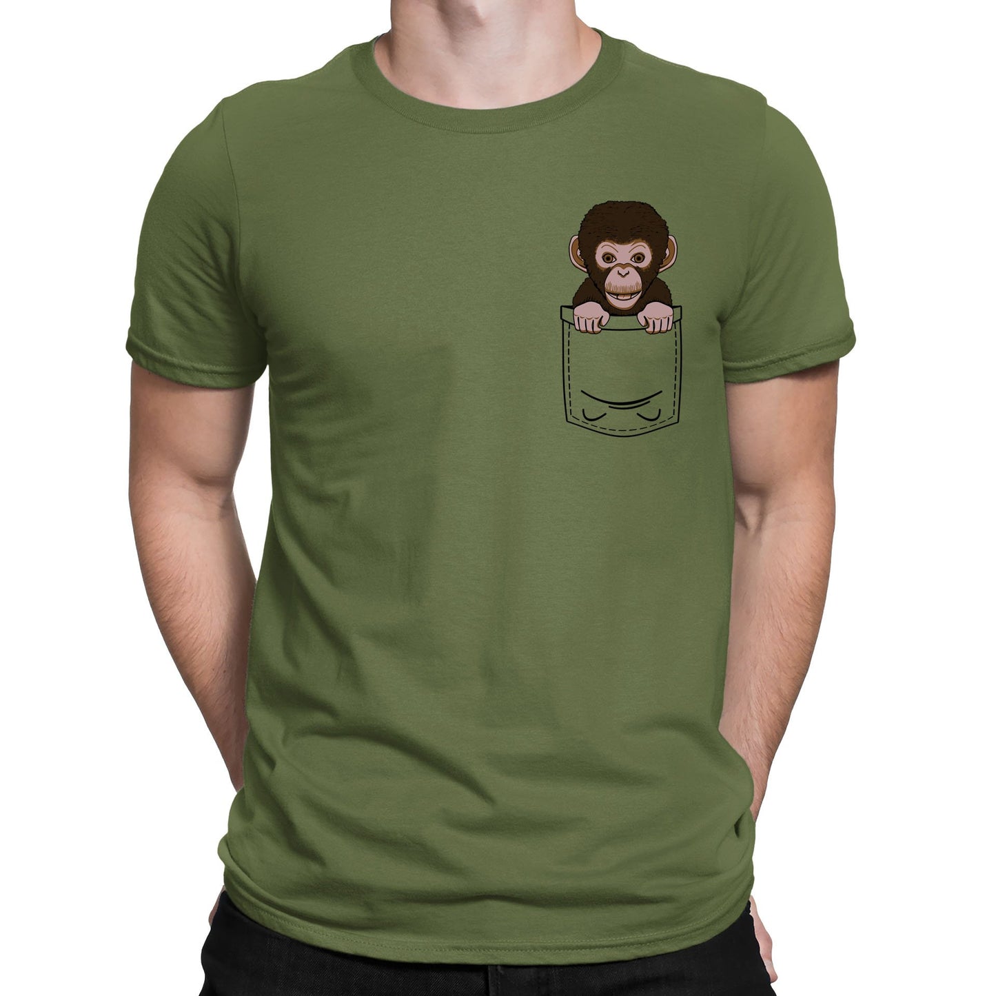 Chimp Pocket Print Mens T-shirt