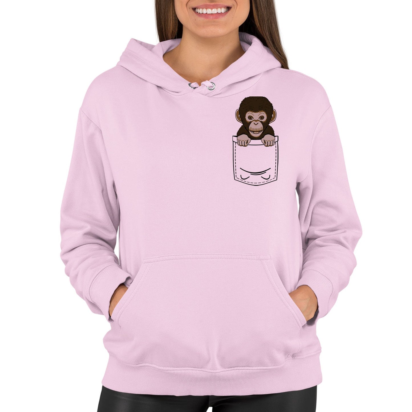 Chimp Pocket Print Womens Pullover Hoodie