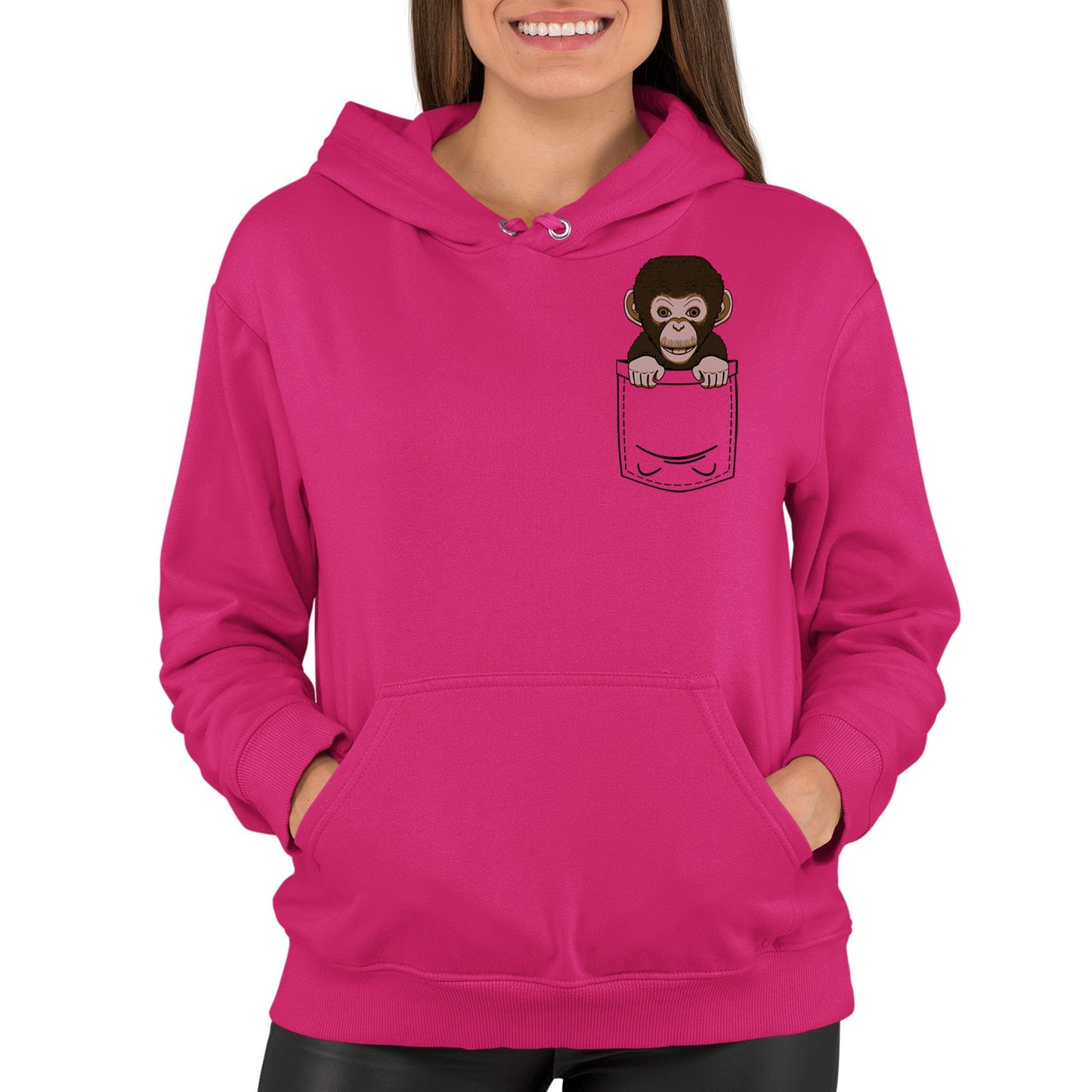 Chimp Pocket Print Womens Pullover Hoodie