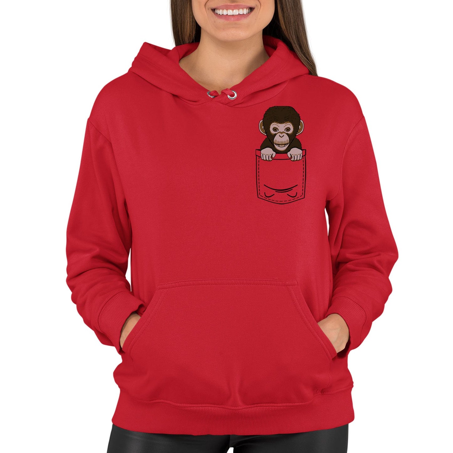 Chimp Pocket Print Womens Pullover Hoodie