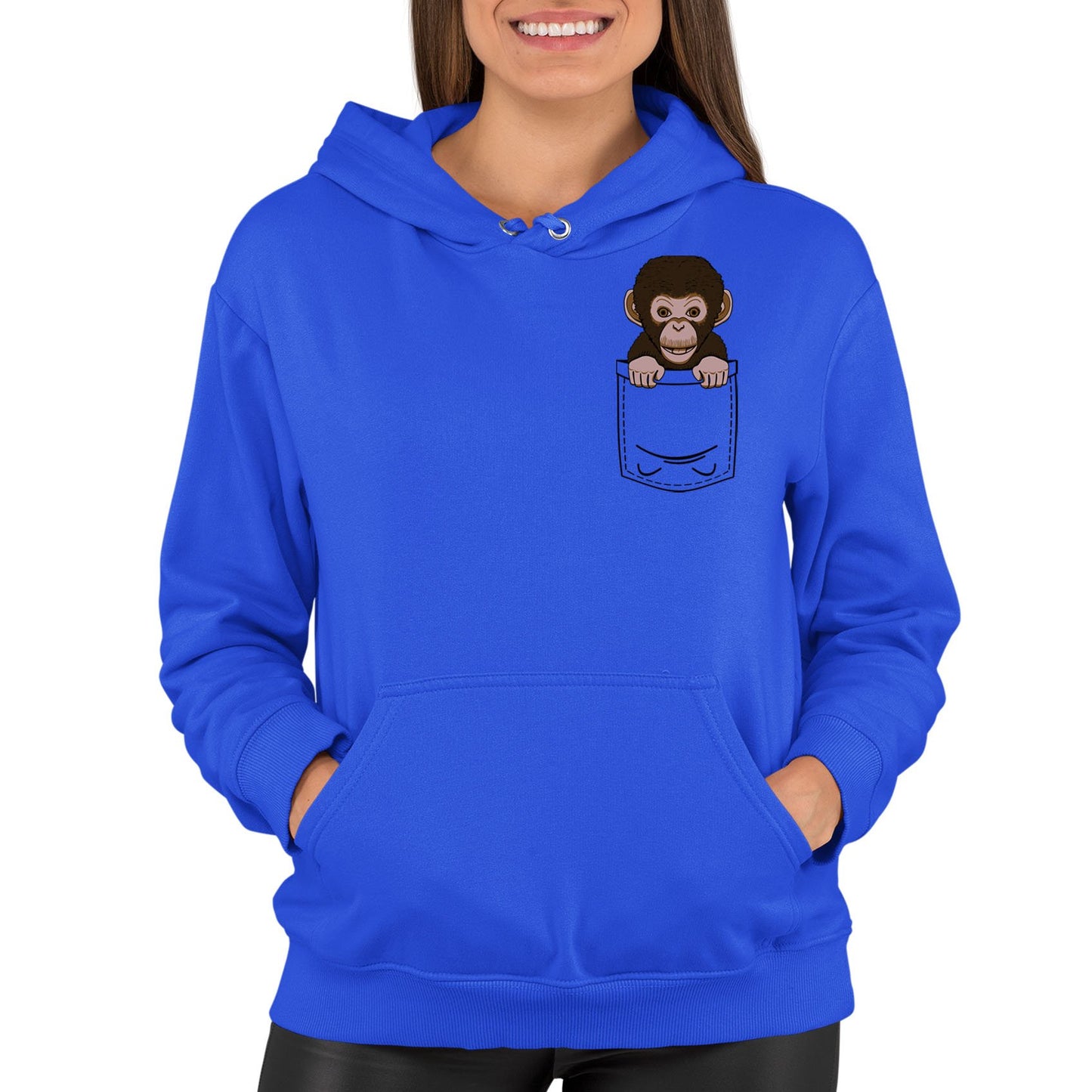 Chimp Pocket Print Womens Pullover Hoodie