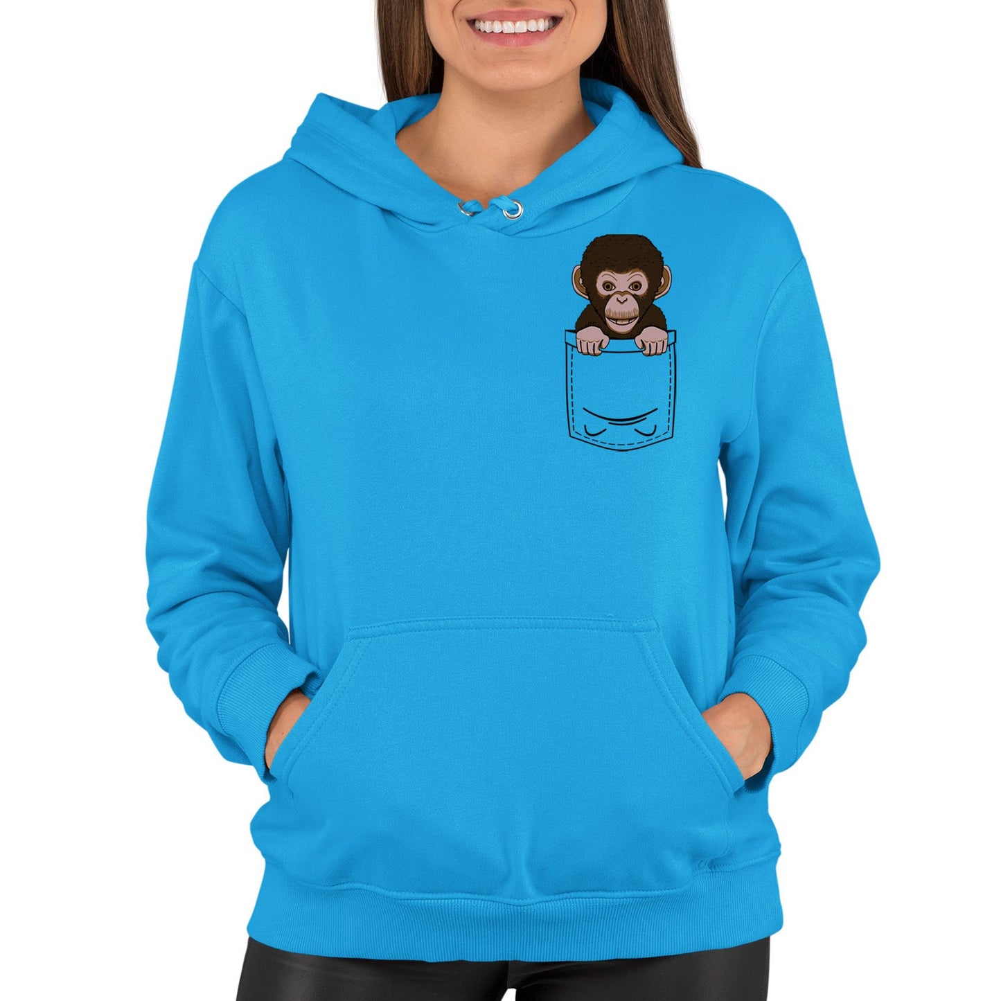 Chimp Pocket Print Womens Pullover Hoodie