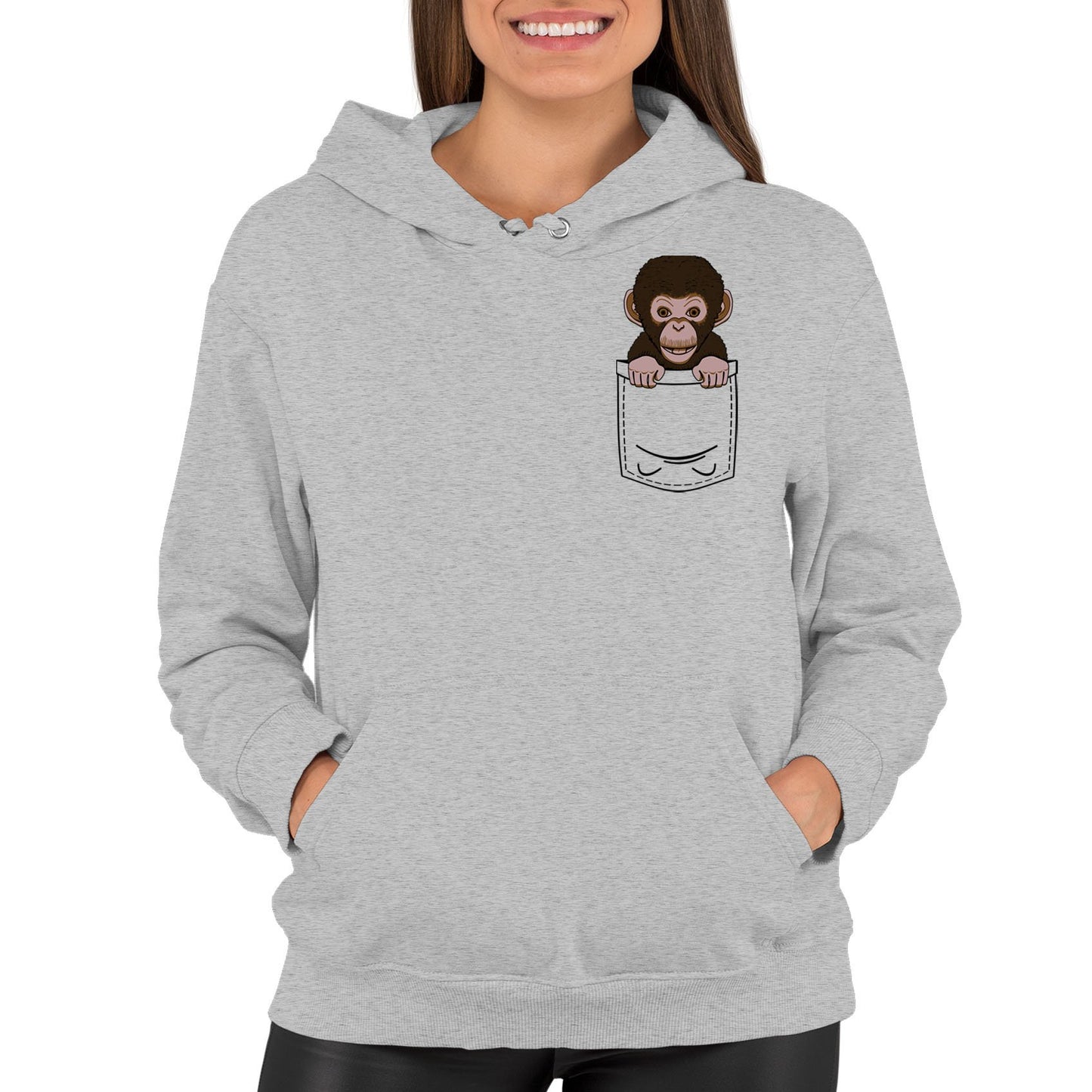 Chimp Pocket Print Womens Pullover Hoodie