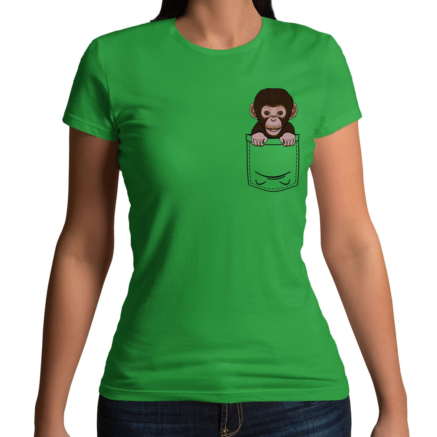 Chimp Pocket Print Womens T-shirt