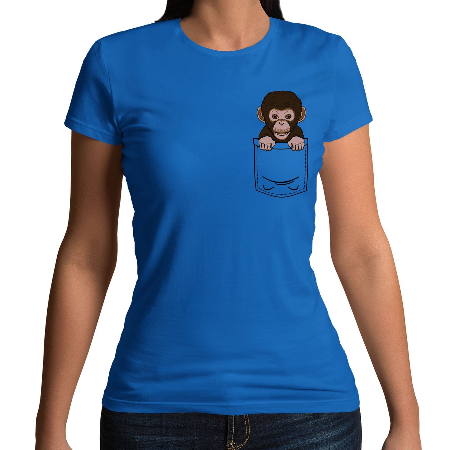 Chimp Pocket Print Womens T-shirt