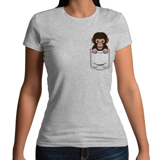 Chimp Pocket Print Womens T-shirt