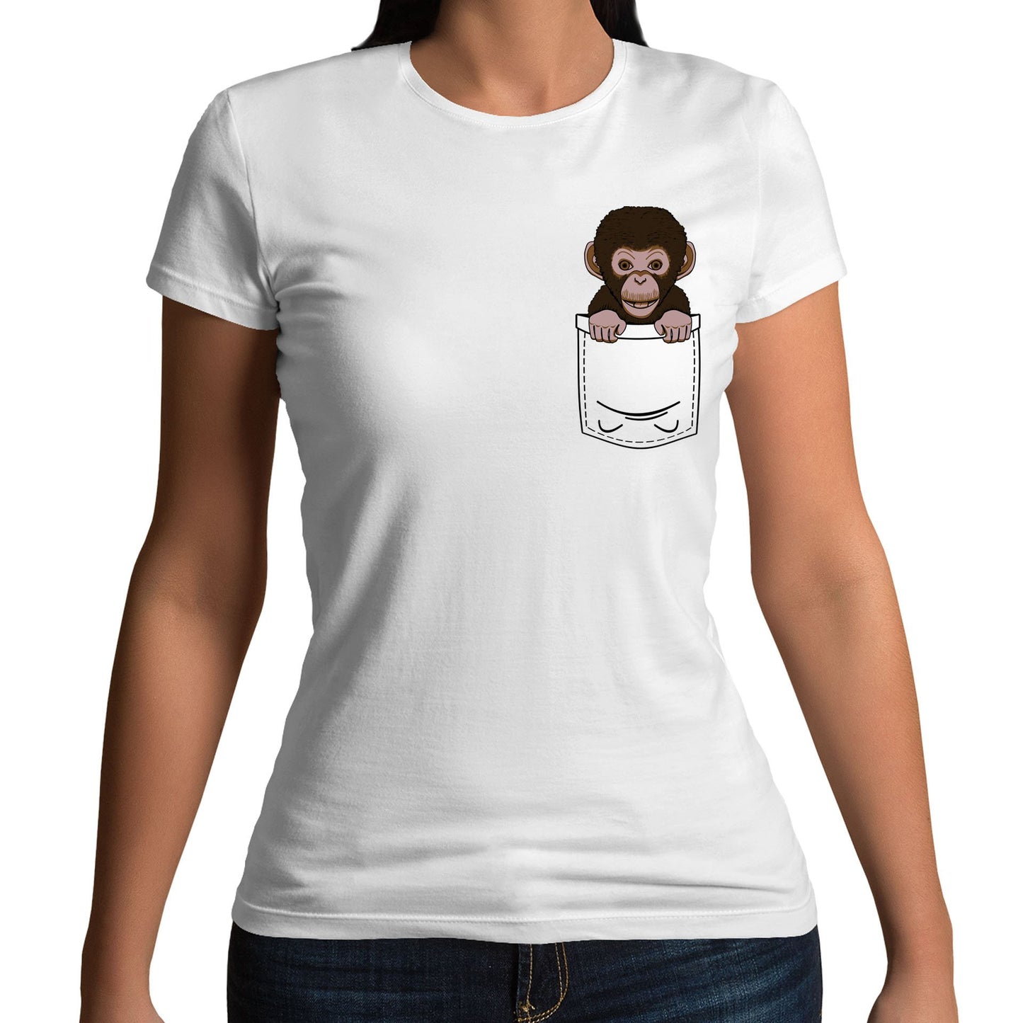 Chimp Pocket Print Womens T-shirt