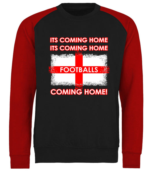 Footballs Coming Home England Supporter Baseball Sweatshirt