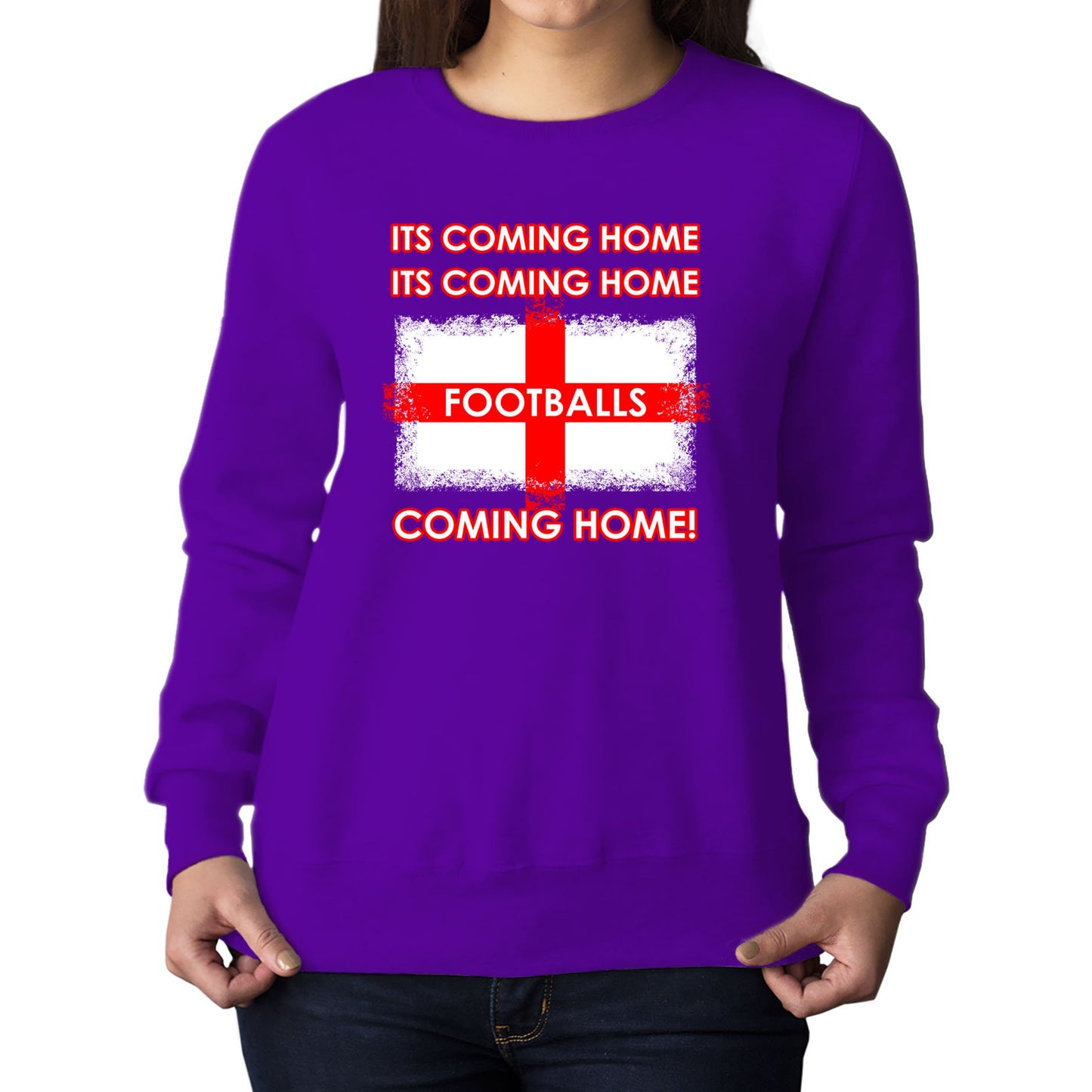 Footballs Coming Home England Supporter Womens Sweatshirt