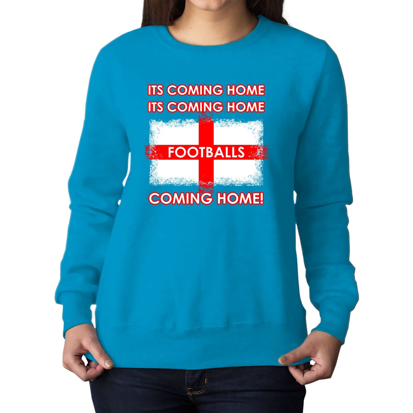 Footballs Coming Home England Supporter Womens Sweatshirt