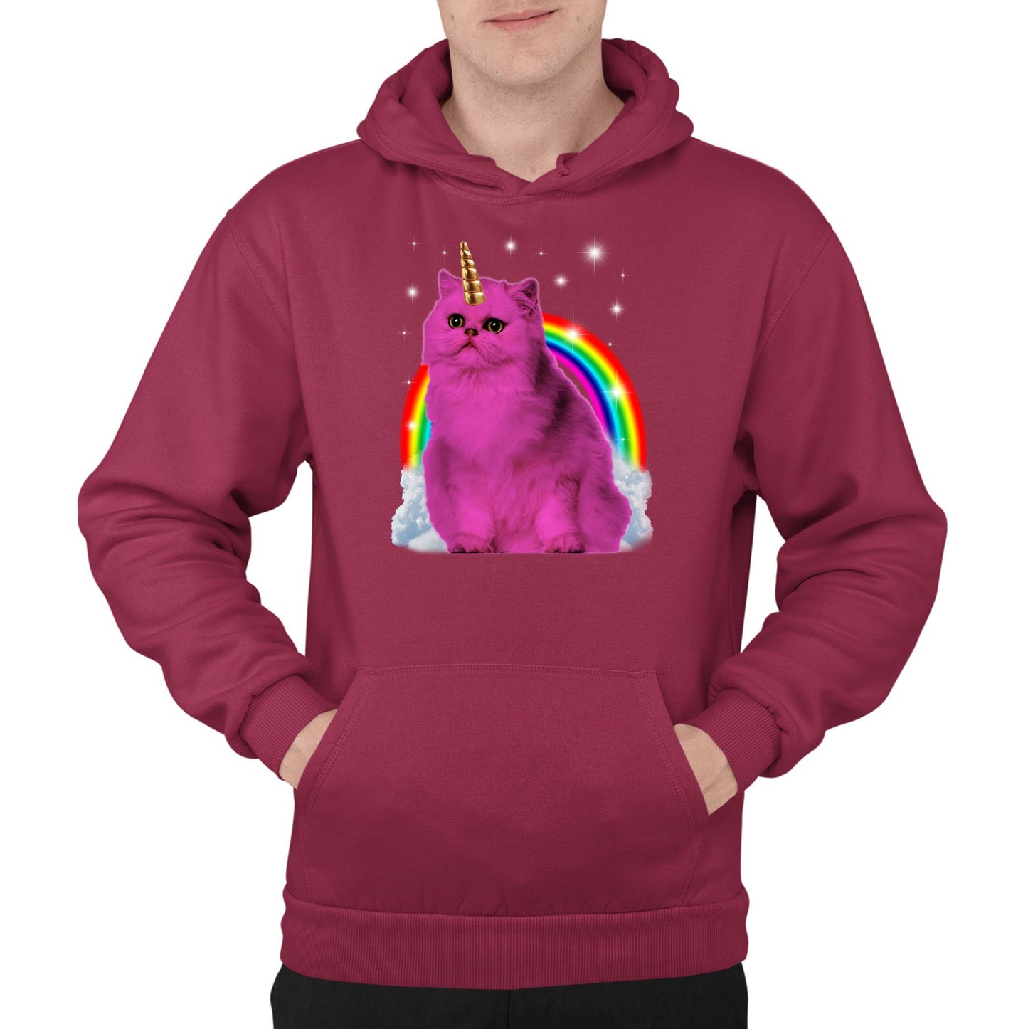 Unicorn Cat Mens Pullover Hoodie