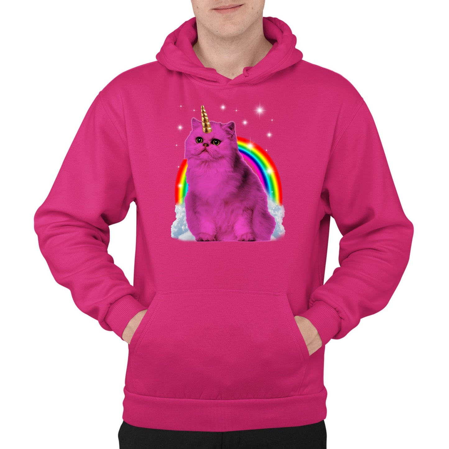 Unicorn Cat Mens Pullover Hoodie