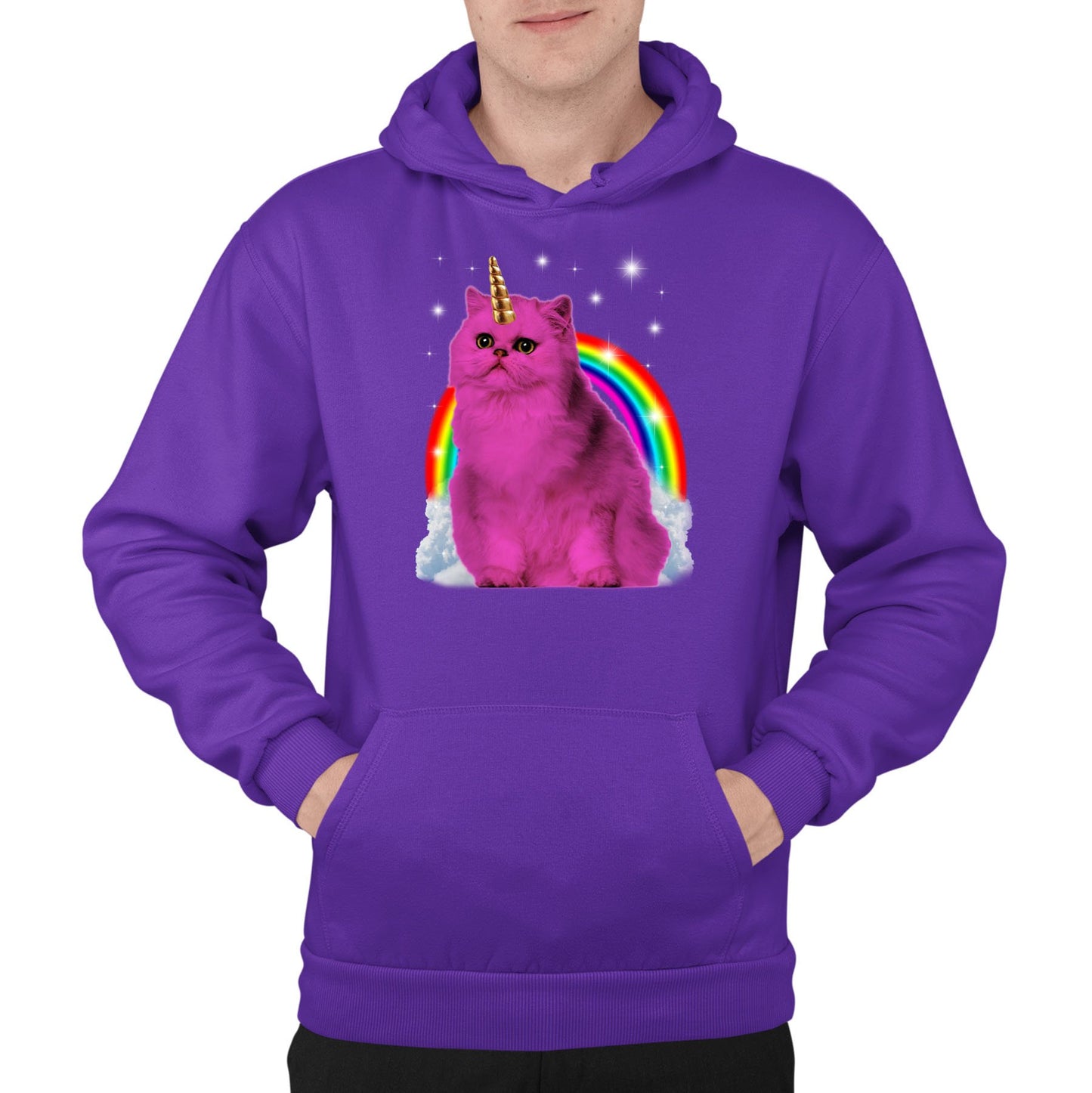 Unicorn Cat Mens Pullover Hoodie