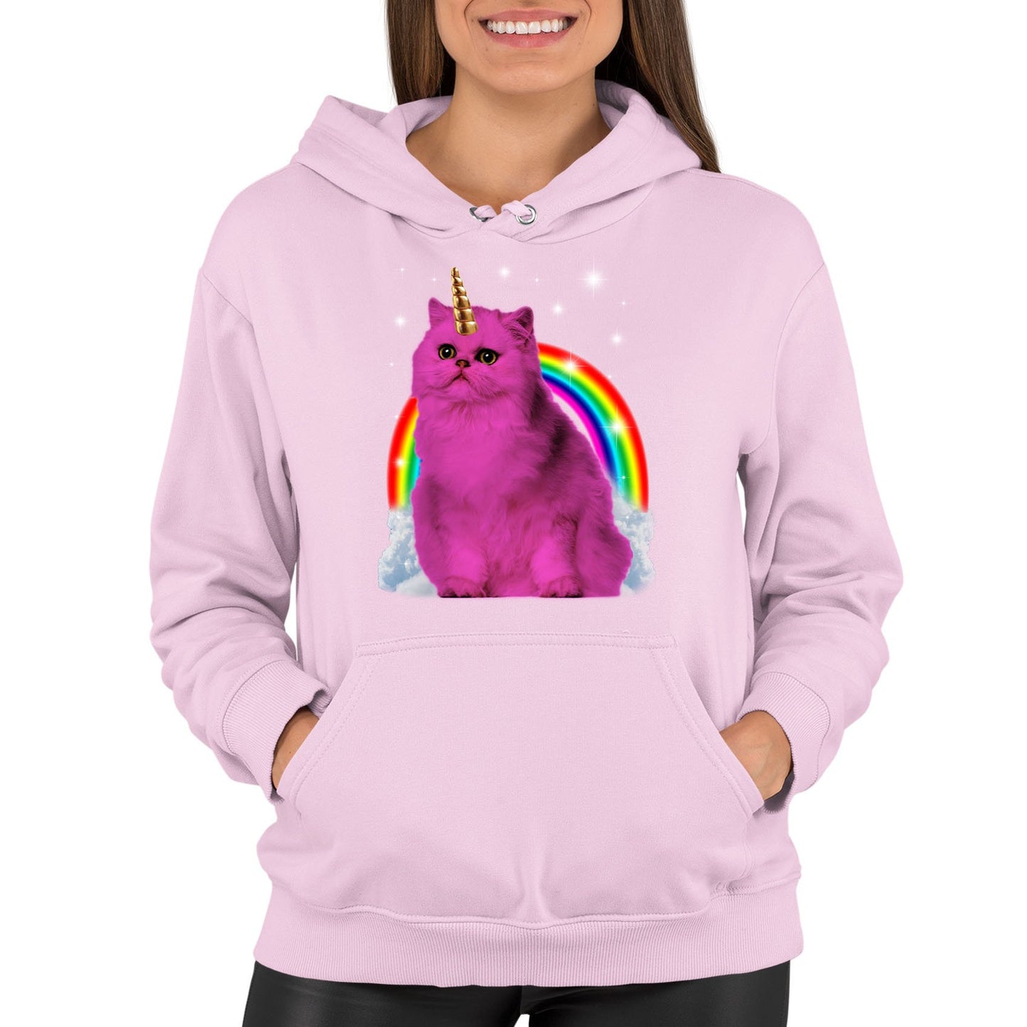 Unicorn Cat Womens Pullover Hoodie