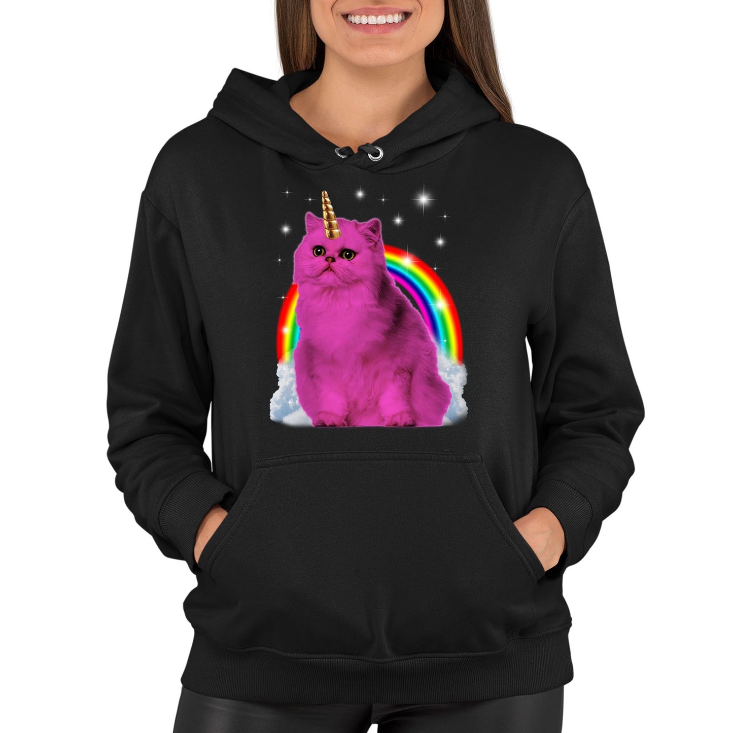 Unicorn Cat Womens Pullover Hoodie