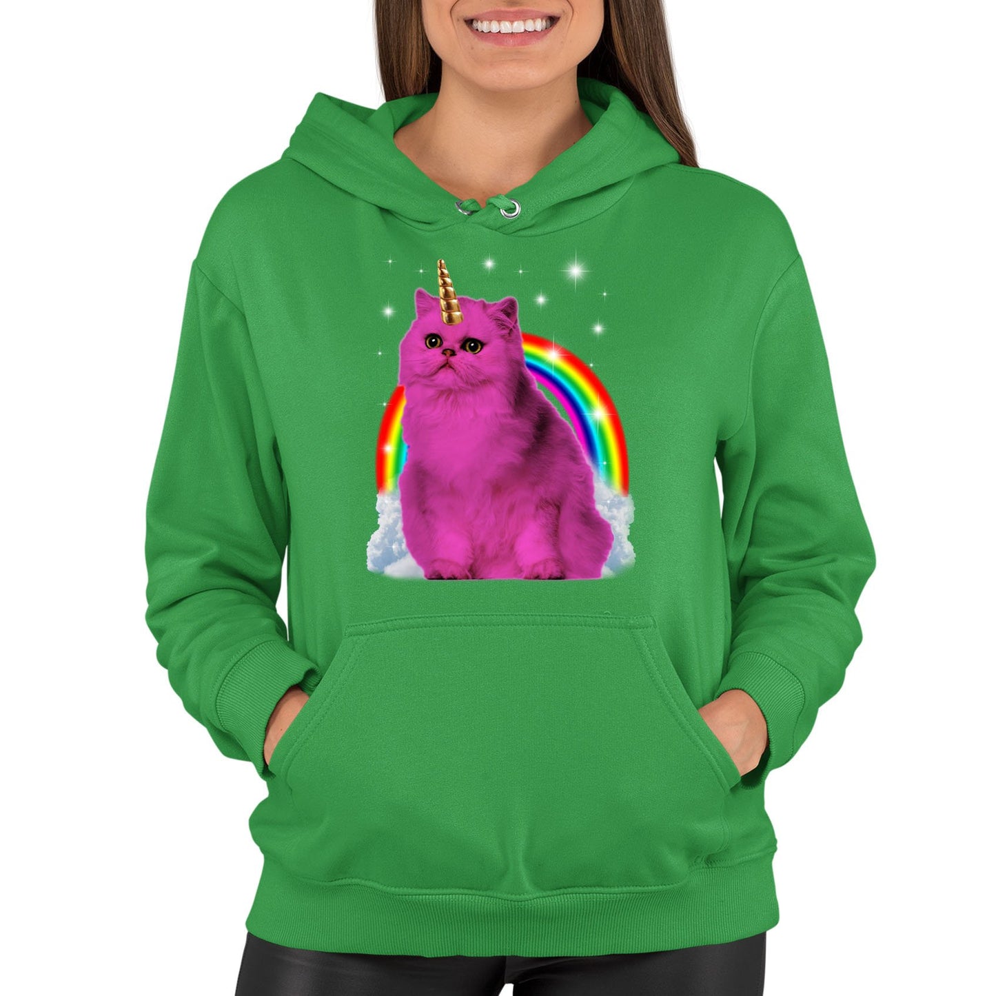 Unicorn Cat Womens Pullover Hoodie