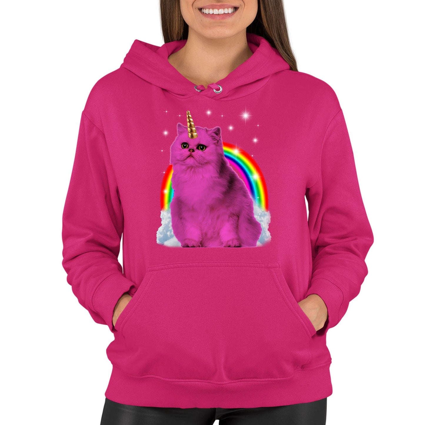 Unicorn Cat Womens Pullover Hoodie