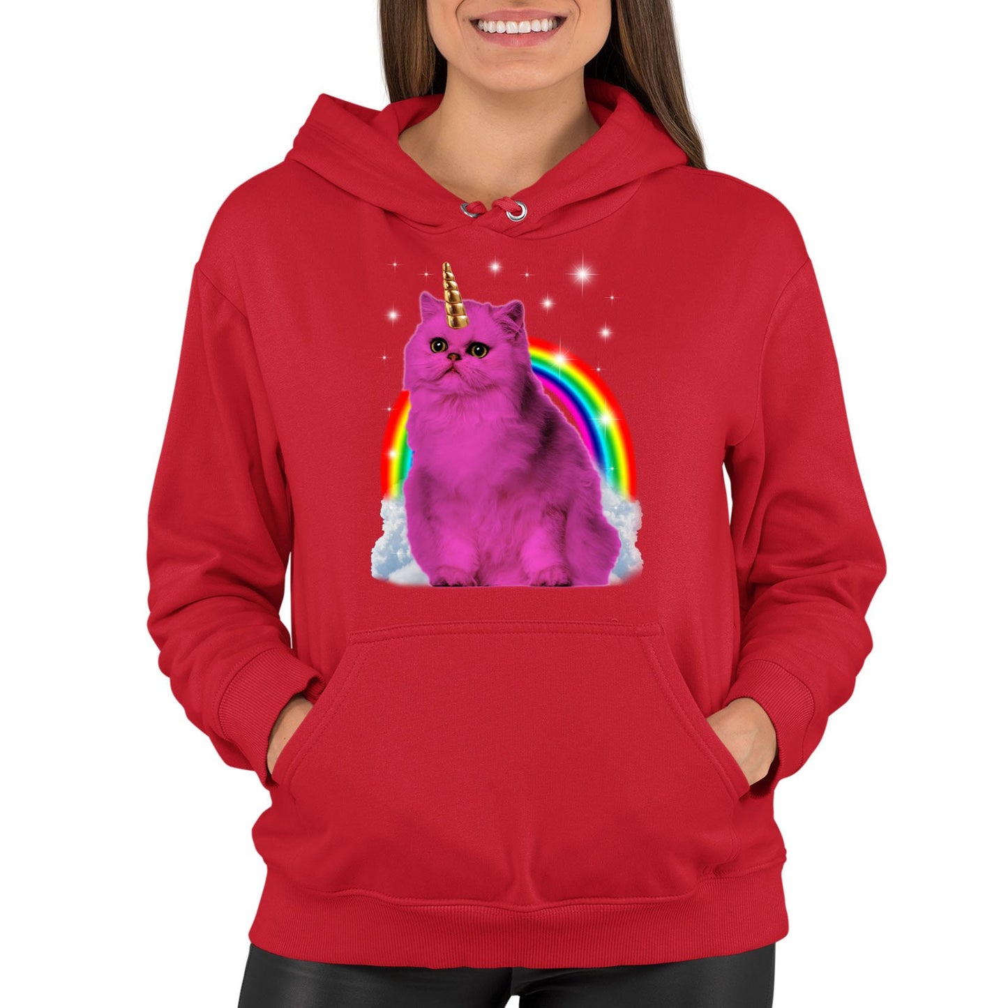 Unicorn Cat Womens Pullover Hoodie