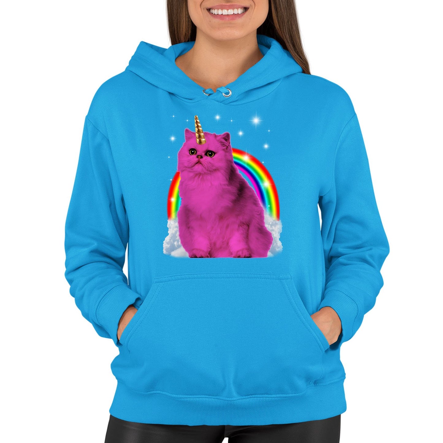 Unicorn Cat Womens Pullover Hoodie