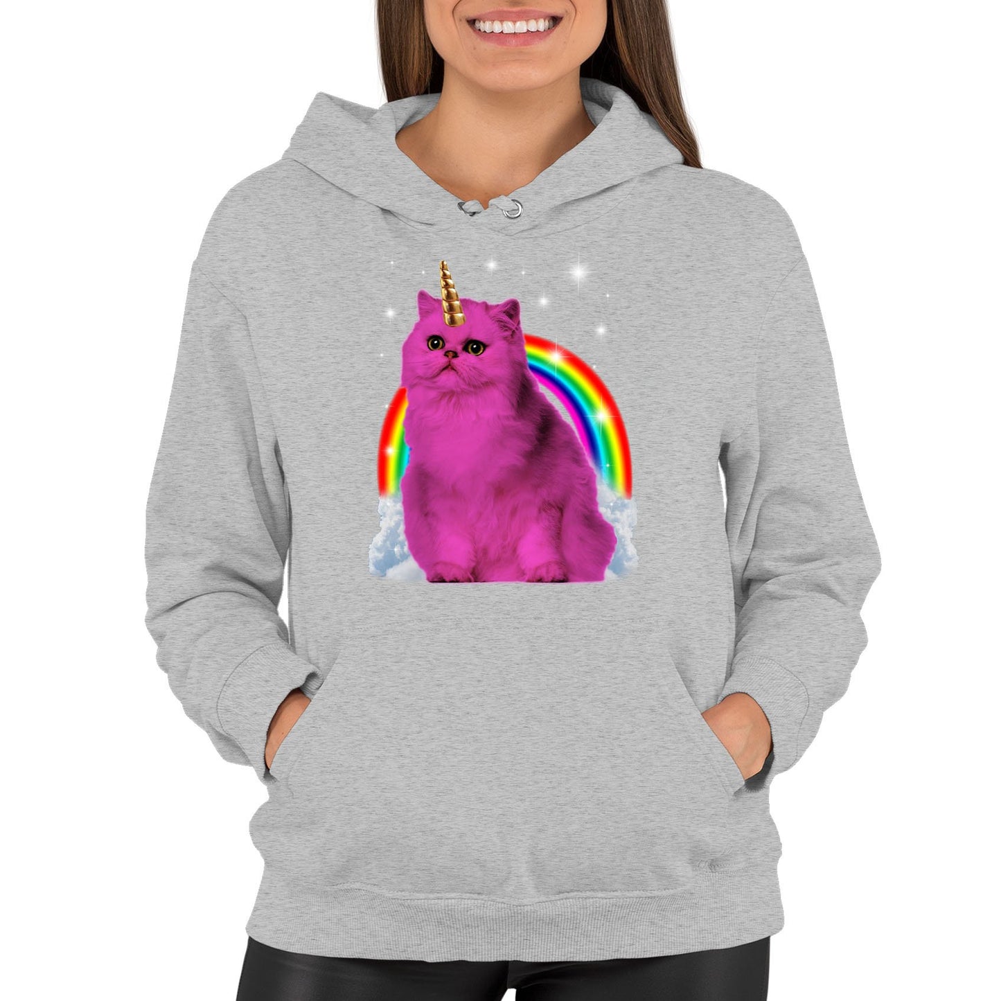 Unicorn Cat Womens Pullover Hoodie