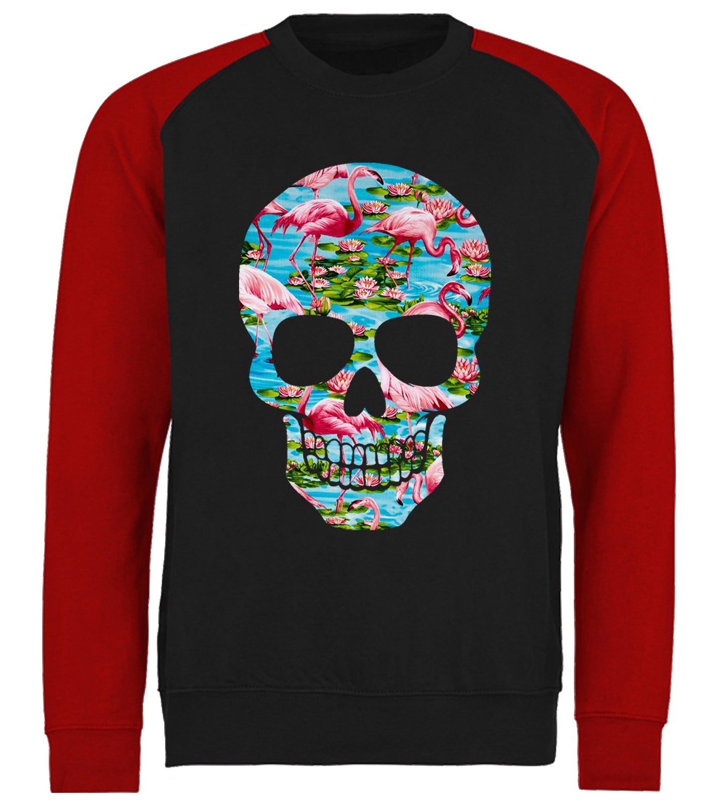 Flamingo Skull Baseball Sweatshirt