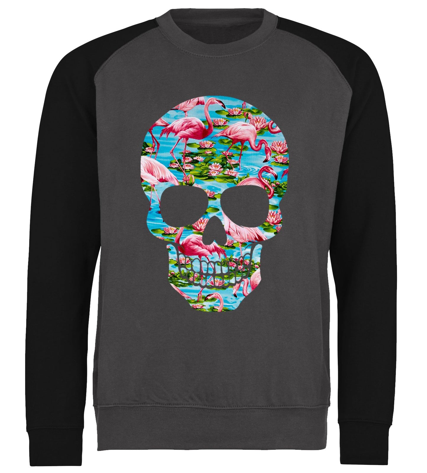 Flamingo Skull Baseball Sweatshirt