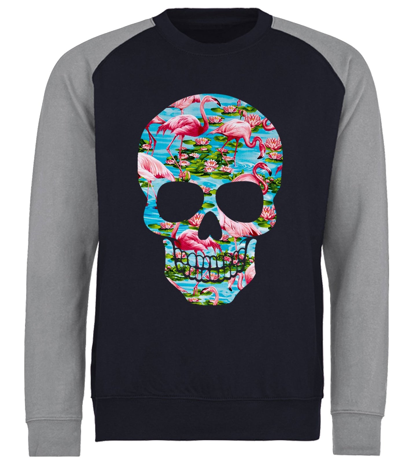 Flamingo Skull Baseball Sweatshirt