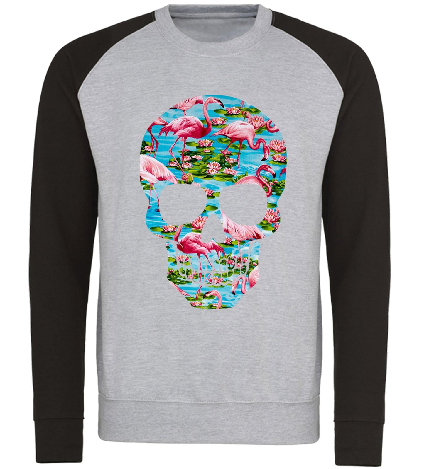 Flamingo Skull Baseball Sweatshirt