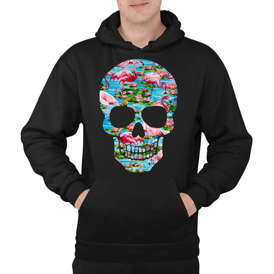 Flamingo Skull Mens Pullover Hoodie