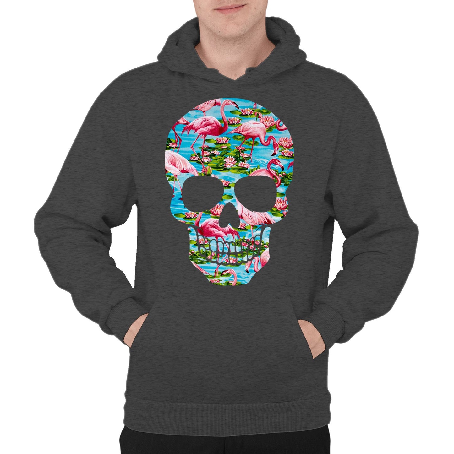 Flamingo Skull Mens Pullover Hoodie