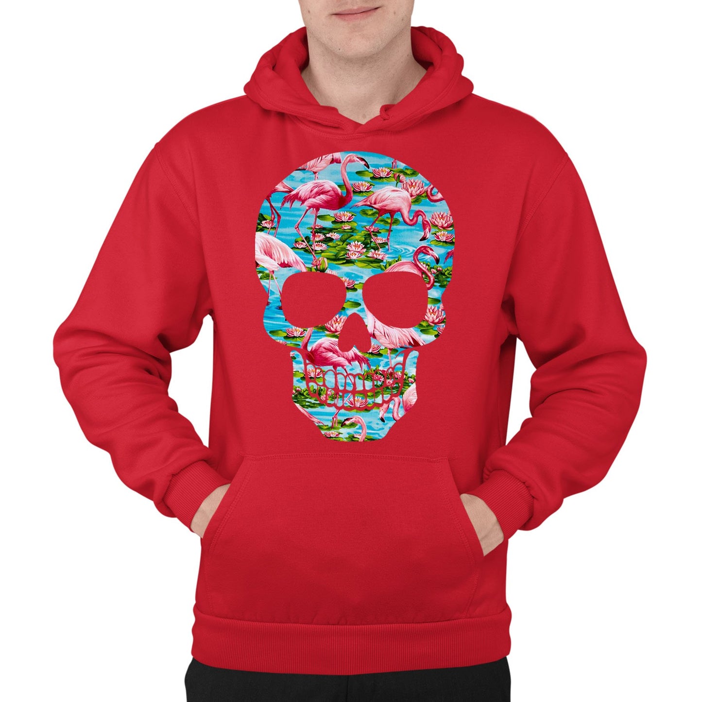 Flamingo Skull Mens Pullover Hoodie