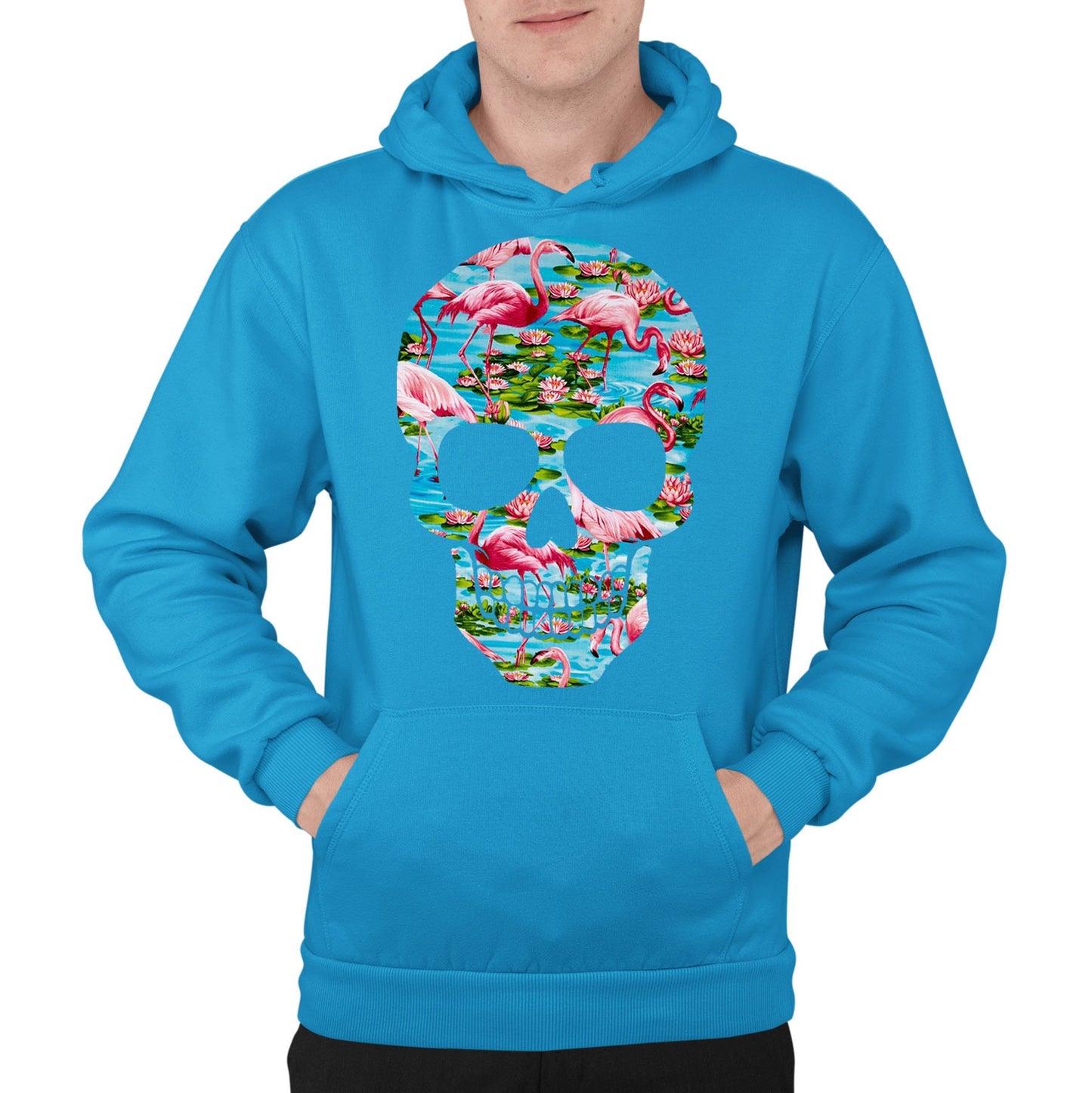 Flamingo Skull Mens Pullover Hoodie