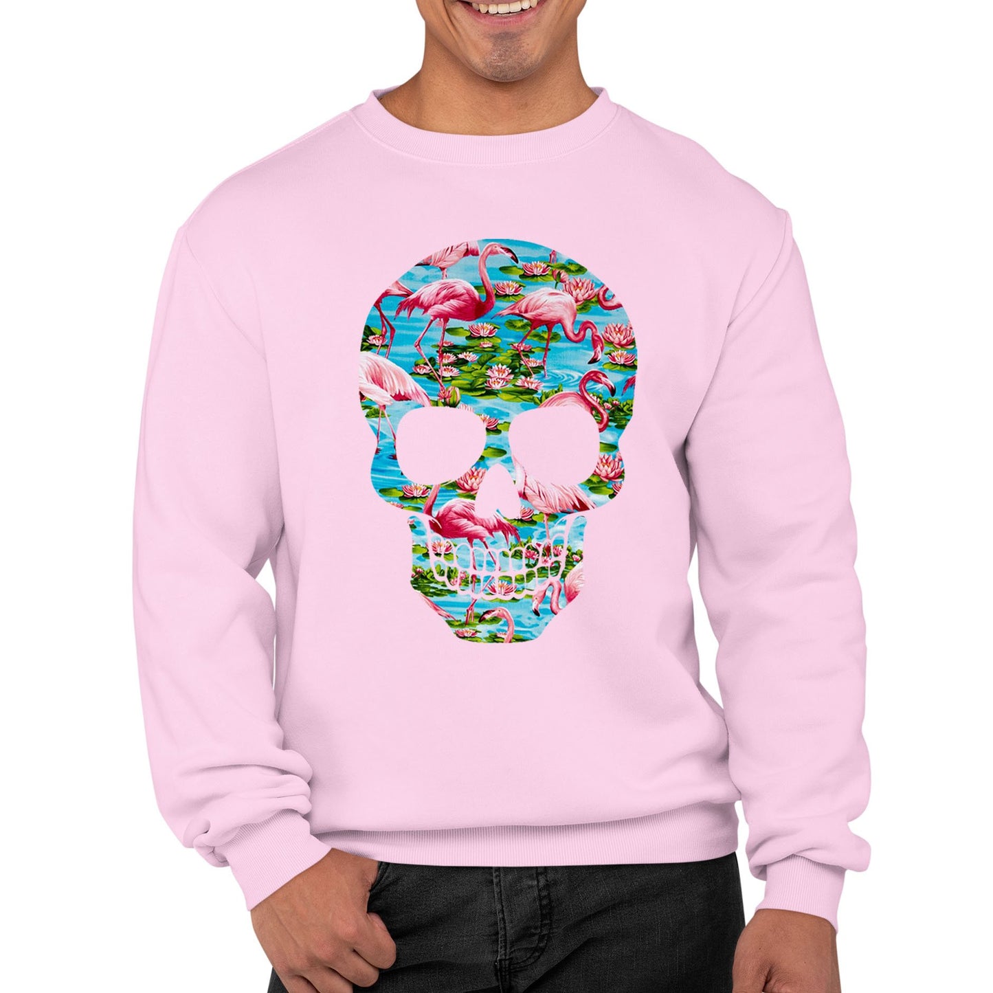 Flamingo Skull Mens Sweatshirt