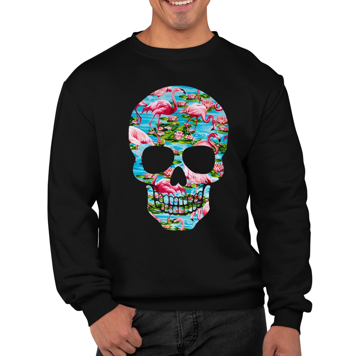 Flamingo Skull Mens Sweatshirt