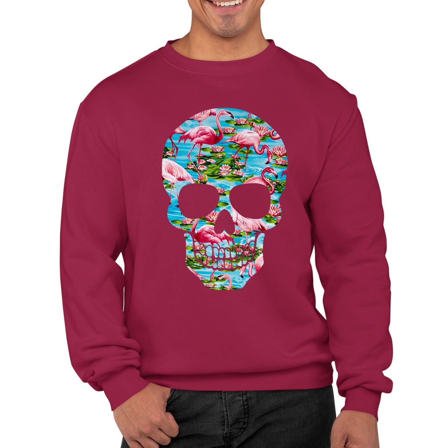 Flamingo Skull Mens Sweatshirt