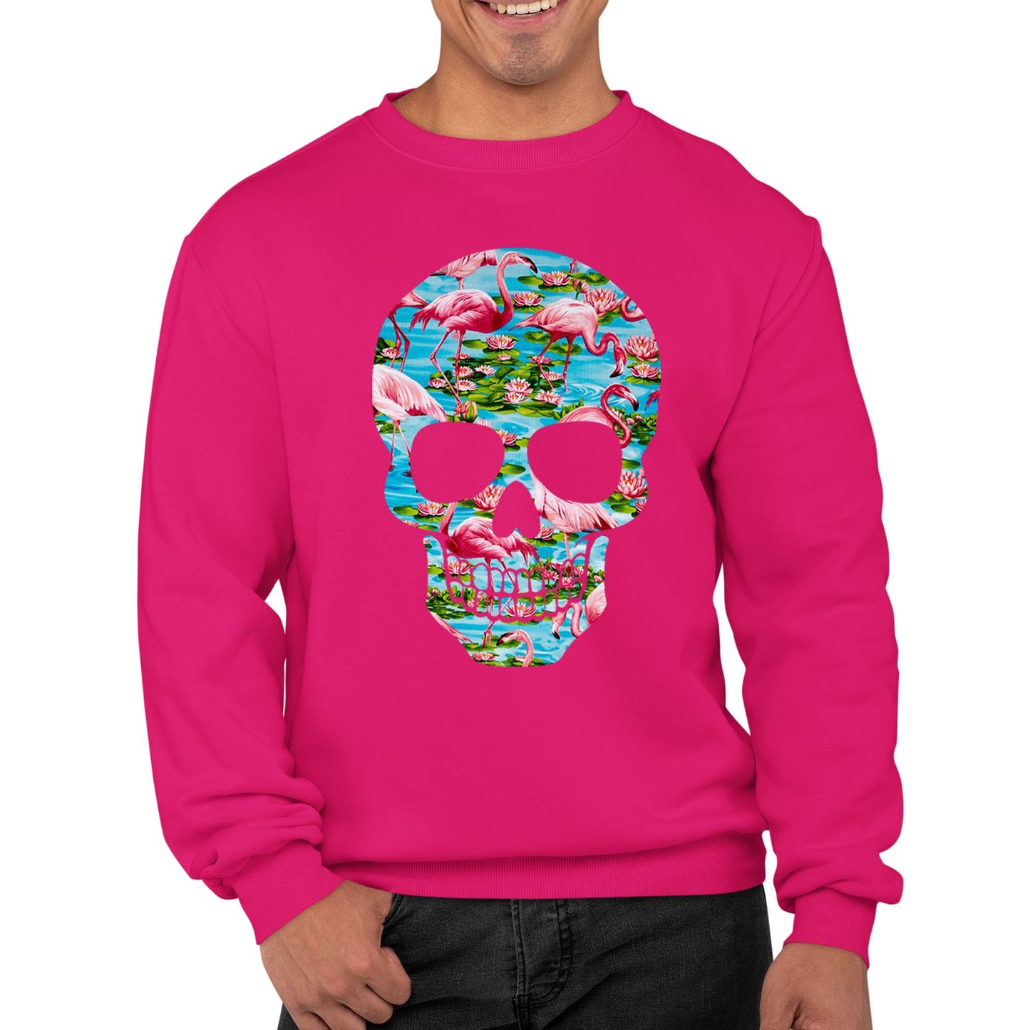 Flamingo Skull Mens Sweatshirt