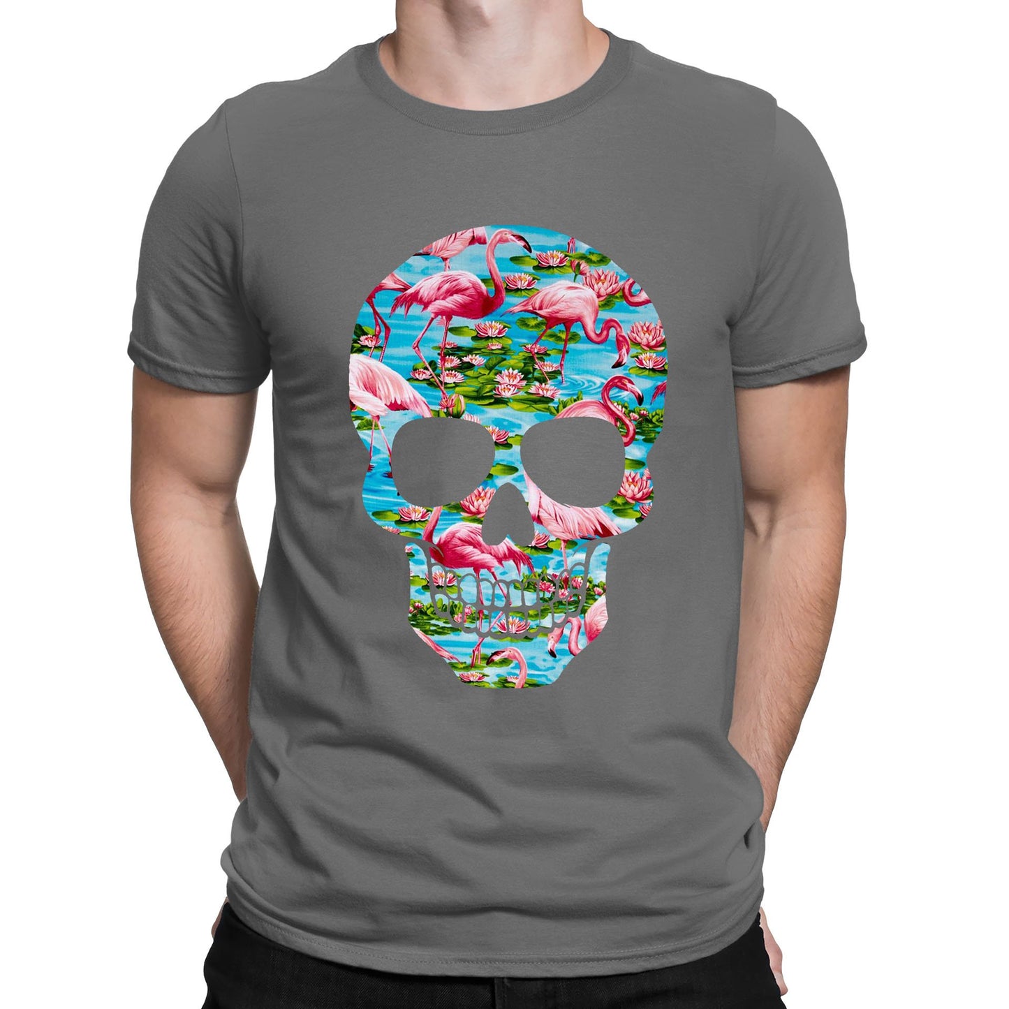 Flamingo Skull Mens T-shirt