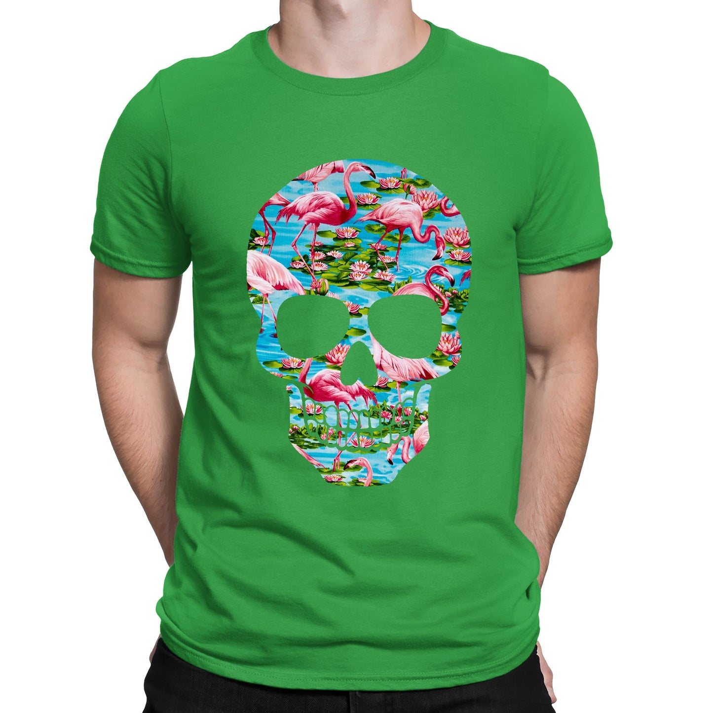 Flamingo Skull Mens T-shirt