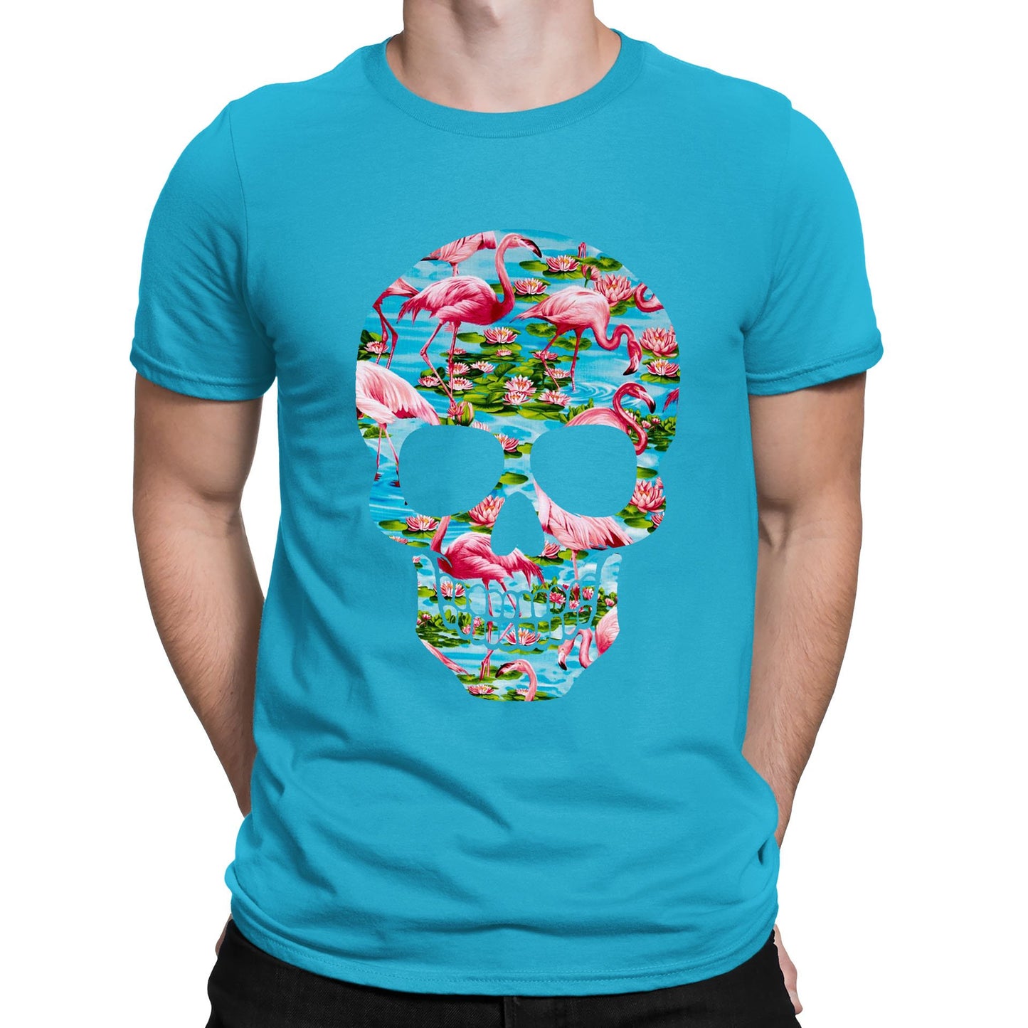 Flamingo Skull Mens T-shirt