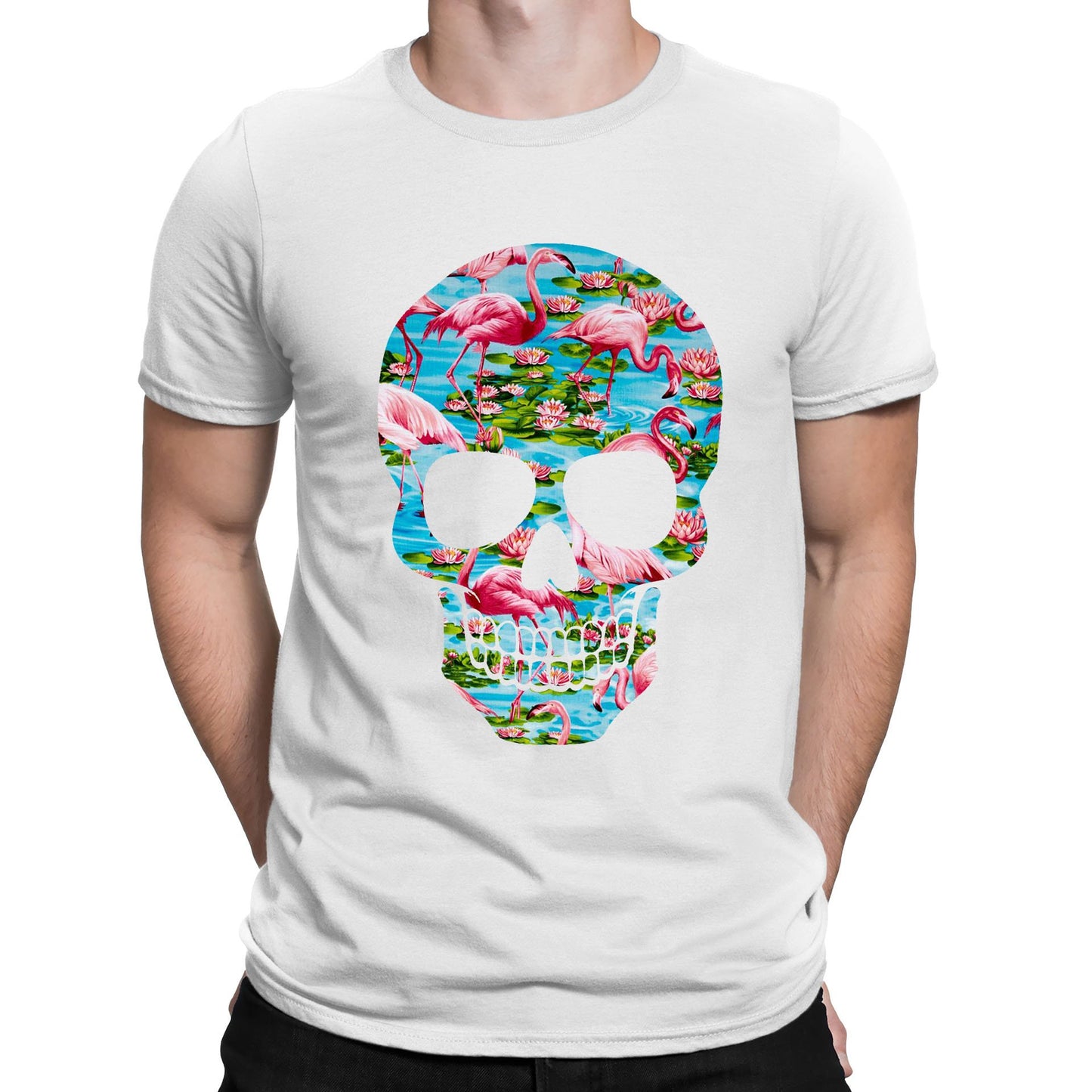 Flamingo Skull Mens T-shirt