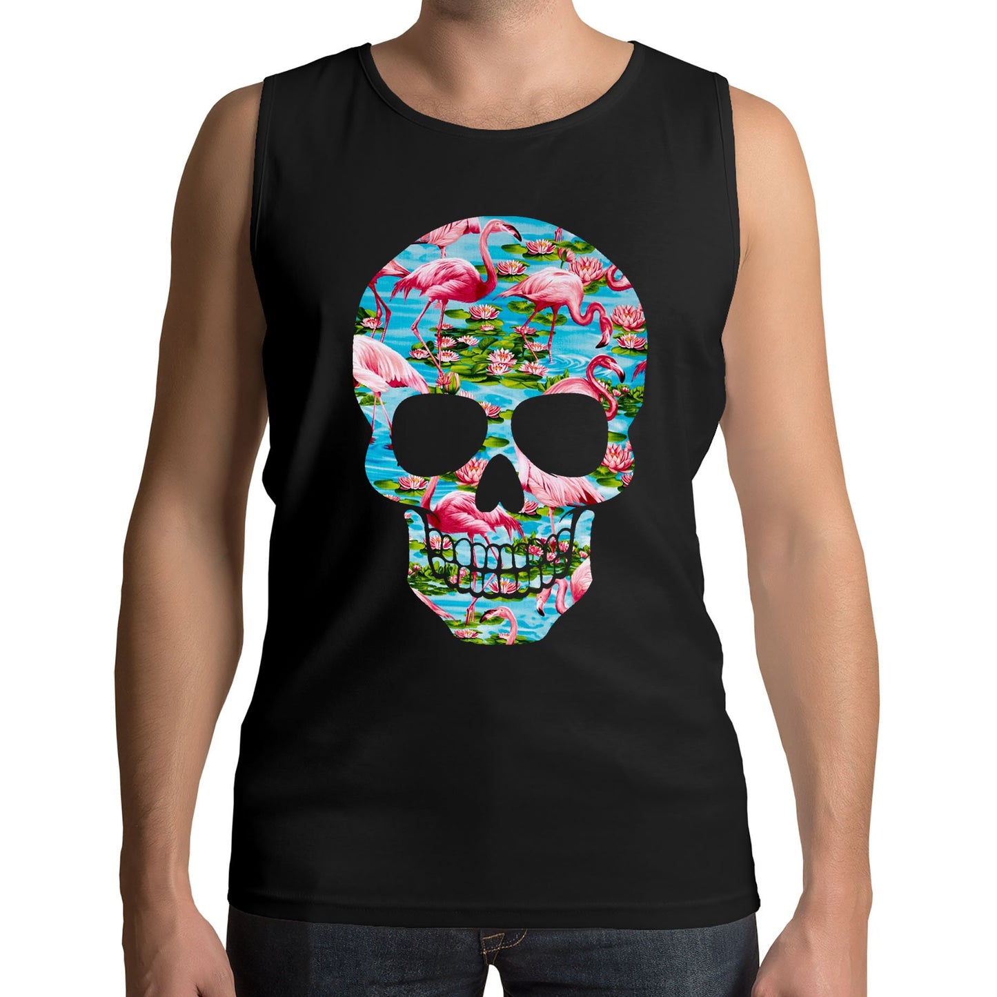 Flamingo Skull Mens Vest