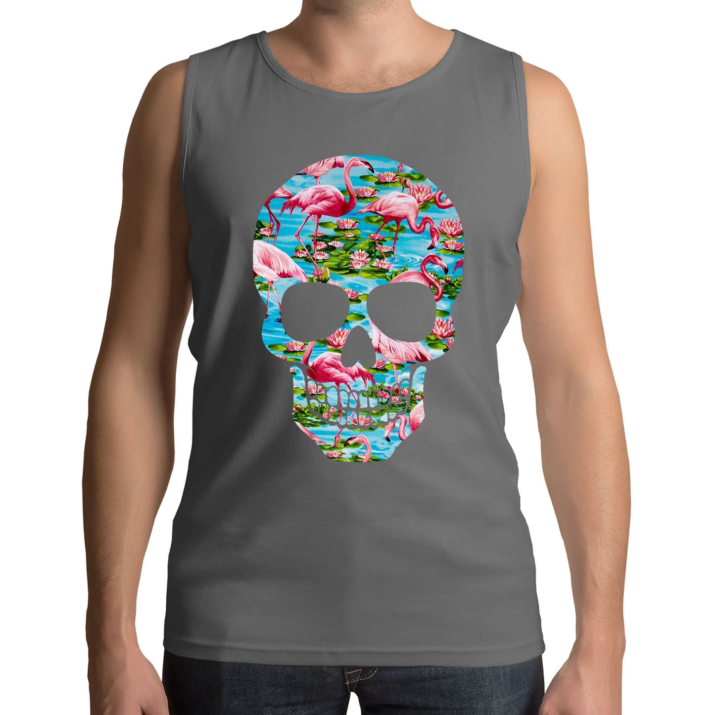 Flamingo Skull Mens Vest