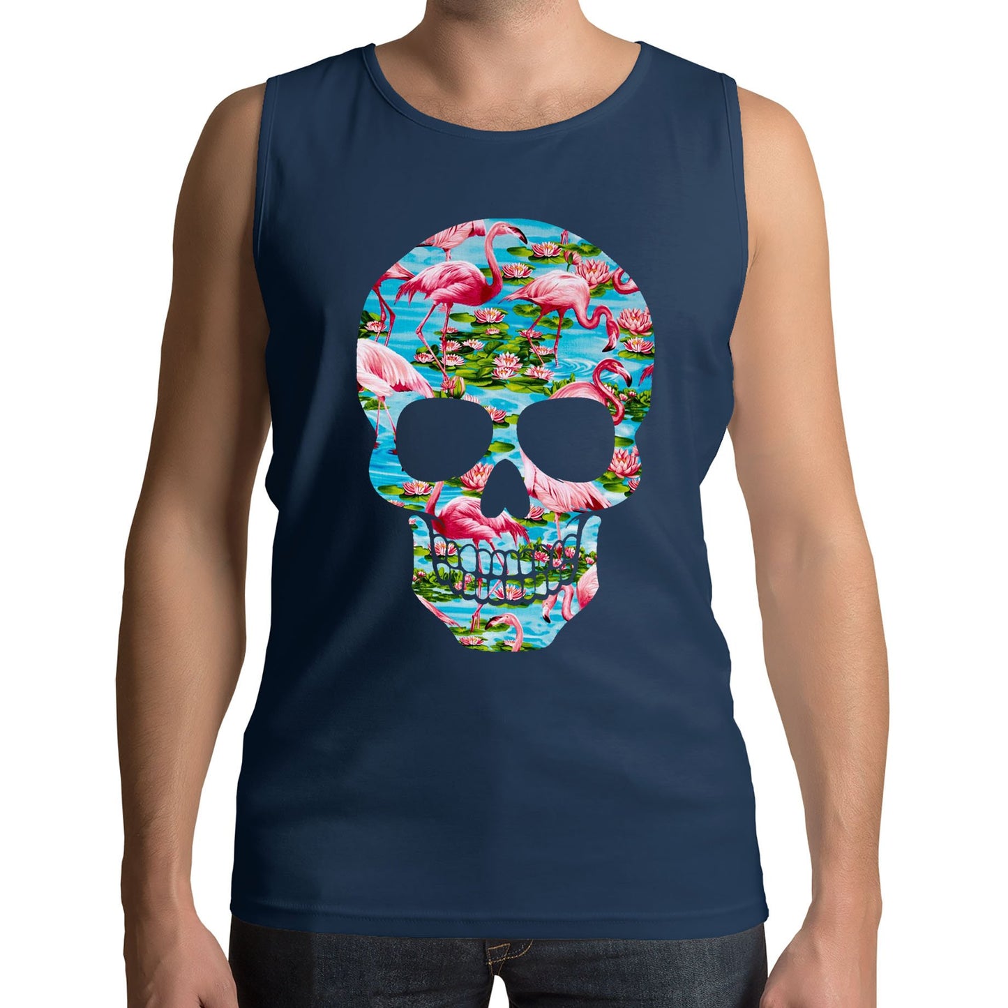 Flamingo Skull Mens Vest